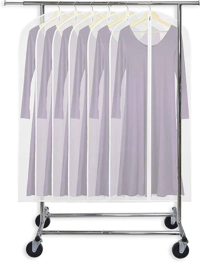 Simple Houseware 50-Inch Clear Garment Bags with Zipper for Suits, Dresses, Costumes, Uniforms - 6 Pack