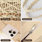 Trifabricy Beach Bags for Women, Summer Straw Bag, Woven Straw Beach Tote Bag Shoulder Handbags