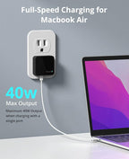 Nekmit Dual Port USB C Wall Charger, 40W PD Fast Charging USB C Wall Plug Adapter, Flat Thin Slim Charger Block for iPhone 17/17 Pro/17 Pro Max, Galaxy, MacBook Air, iPad, AirPods and More