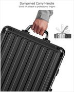 LUGGEX Checked Suitcase with Spinner Wheels, 8010S Aluminum Frame Zipperless Polycarbonate Hard Shell Suitcase (ZX-Core, Black, 30 Inch)