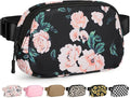Pritent Fanny Packs for Women Cross Body Bag Waterproof Belt Bag with Adjustable Strap and Zipper Back Pocket Small Crossbody Bags Fashion Waist Packs for Workout Travelling(Flower Print)