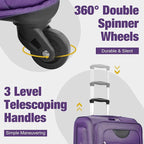 Lightweight Expandable Softside Luggage Sets 3 Piece, Large Capacity Travel Suitcase with Spinner Wheel, TSA Lock, Easy Access Design and Adjustable Telescoping Handle (Purple)