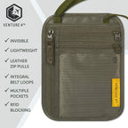 VENTURE 4TH RFID Blocking Travel Neck Wallet - Security Neck Pouch Passport Holder with Nylon Lining (Green)