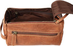 KomalC Premium Buffalo Leather Toiletry Bag for Men & Women With Water resistant Lining, Grooming Travel Pouch, Unisex Wash Bag for Toiletries, Gifts for Men and Women