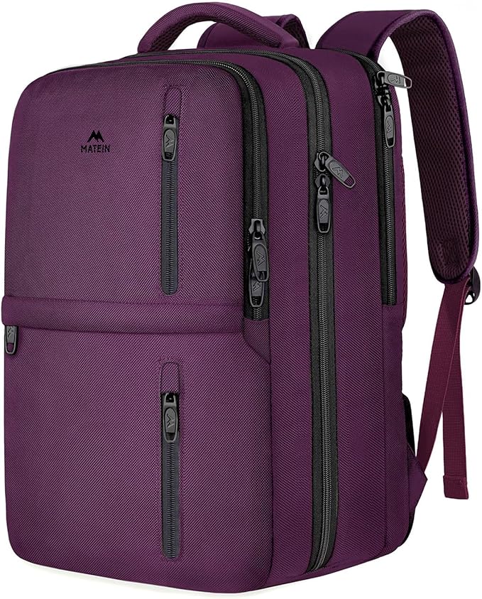 MATEIN Travel Backpack for Women, Extra Large 40L Carry on Backpack, Water Resistant College Bag Computer Bag Gifts for Women & Men Fits 17.3 Inch Laptop, Purple