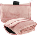 Travel Blanket, 2 in 1 Soft Flannel Airplane Blanket Warm Travel Blanket Pillow with Luggage Strap and Buckle, Portable Compact Flight Blanket for Cars Airplanes Camping 63x39 Inch (Pink)