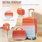 Kids Luggage Sets for Girls, 2 Piece Luggage Set, 20 Inch Rotating Wheel Suitcase with 14 Inch Cosmetic Case, Lightweight Hardshell Suitcase with 360° Spinner Wheels for Travel (Blue+Red)