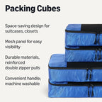 Amazon Essentials 4-Piece Packing Cubes Travel Accessories Set, Space-Saving Luggage Organizer with Double Zipper, Mesh Top, 2 Medium/2 Large, Blue (Previously Amazon Basics)