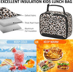 Lunch Box Kids Insulated Lunch Bag for Boys Girls Cute Reusable Lunch Tote Bag Waterproof Portable Thermal Lunch Box Kids for School Picnic Travel Leopard Print