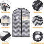 Syeeiex 40" Suit Bag, Set of 5 Garment Bags for Hanging Clothes, Suit Bags for Closet Storage, Garment Bags for Storage Suits,T-shirts, Jackets and Coats (Dark Grey)