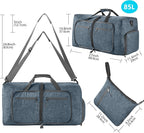Vomgomfom 65L/85L/115L Foldable Travel Duffle Bag, Lightweight Checked Luggage with Shoe Compartment, Water-Resistant Weekender Overnight Bag for Men & Women