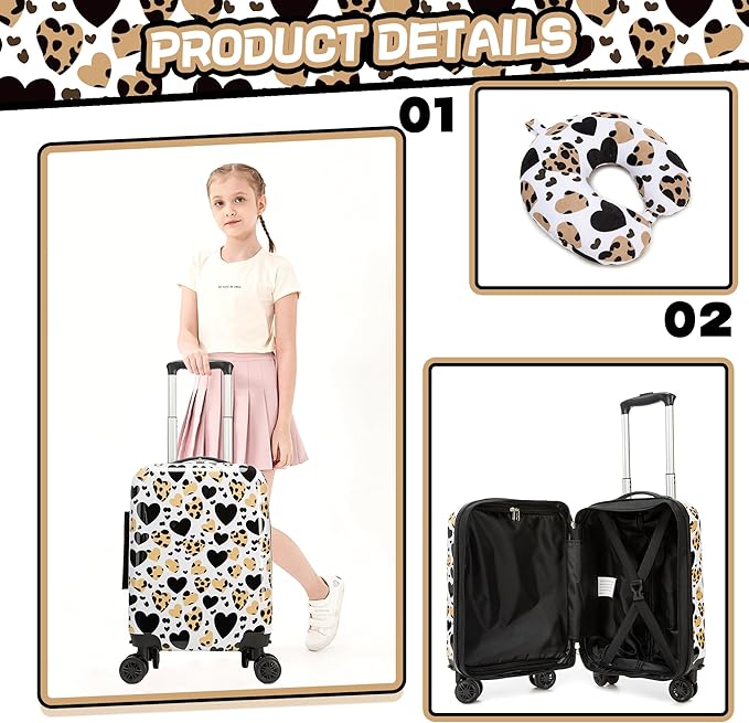 Kids Luggage with Spinner Wheels 5 Piece Carry on Suitcases for Girls 16" Toddler Suitcase Set Airline Approved (Purple Tower)