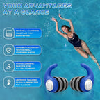 Waterproof Swimming Ear Plugs for Kids - 3 Pairs of Reusable Soft Silicone Swim Earplugs,Ear Protection for Children (4-12 Years Old) - Ideal for Surfing, Diving, Pool, Showering, and Water Sports