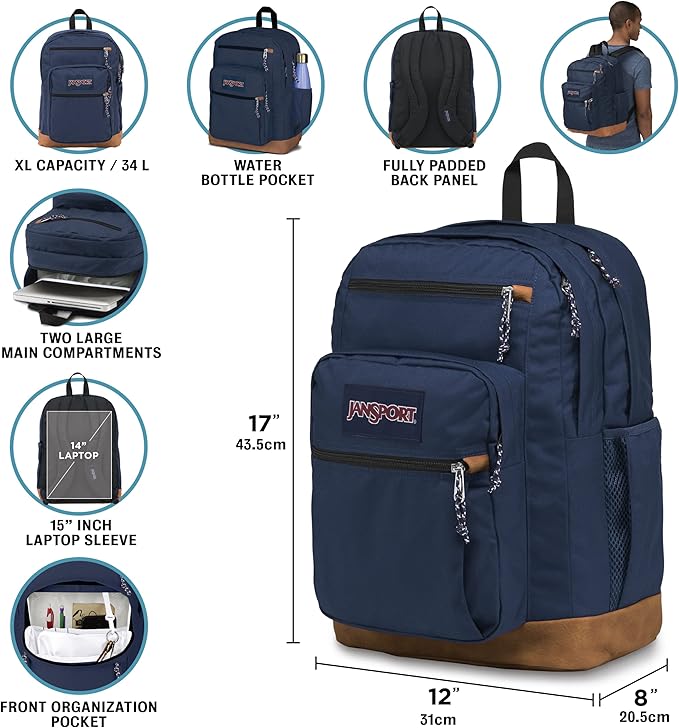 JanSport Cool Backpack, with 15-inch Laptop Sleeve - Large Computer Bag Rucksack with 2 Compartments, Ergonomic Straps, Loden Frost