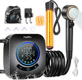 Upgraded Portable Shower with Heater, 1500W Immersion Heated, 8000mAh Rechargeable Camping Shower Pump with LED Display, IPX8 Waterproof Lightweight Outdoor Shower Pump Kit for Hiking