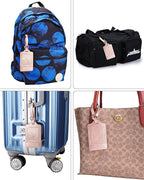 3 Pack Luggage Tags - Quick Install, Privacy Protection, Airplane Travel Essentials for Suitcases, Durable Leather - Rose Gold