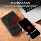 Passport Holder for Travel Essentials, RFID Blocking Passport Cover Wallet Card Case for Women and Men, PU Leather, Black