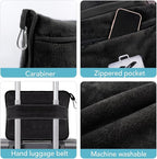 SINLAND Travel Pillow and Blanket 2-in-1 Set,Airplane Packable Bag,Soft and Lightweight Plane Flight Car Trips Travel Essentials Gift,Hand Luggage Sleeve and Backpack Clip,60x50 Inch Black