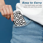 Credit Card Holder, Mini Aluminum Card Wallet RFID Blocking Slim Metal Hard Card Case for Women Men, White Leopard