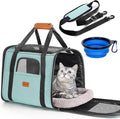 Morpilot Cat Carrier - Cat Carrier Soft for Medium or Large Cats up to 20lbs, with Dual-Sided Cushion, Secure Buckle and Foldable Bowl, Dog Carriers for Small Dogs - Pet Carrier (Green)
