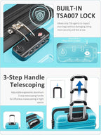 Tolino Carry on Luggage Checke Airline Approved,24 Inch Hardside Suitcase with Wheels TSA Lock, PC+ABS Lightweight Carry on Suitcases for Women and Men