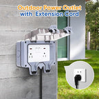 Outdoor Power Outlet,Outdoor Extension Cord Waterproof Double Wall Outlet Extender with On-Off Switch and Indicator Light，Exterior Electric External Power Outlet,Outside Outlet (9.8FT)