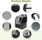 Extra Large Cat Backpack Carrier Expandable Pet Carrier Backpack for Small/Medium Dogs and Medium/Large Cats, Grey
