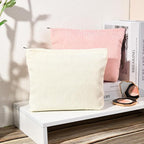 SOIDRAM 2 Pieces Corduroy Makeup Bag Large Corduroy Cosmetic Bag Capacity Canvas Travel Toiletry Bag Organizer Cute Makeup Brushes Aesthetic Accessories Storage Bag for Women, Corduroy L White Pink