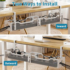 Under Desk Cable Management Tray 32'', Cable Management Under Desk No Drill, Cable Organizer with Clamp for Wire Management, Cord Organizer for Office, Home - No Damage to Table (White)