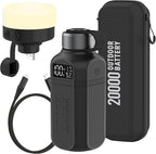 20,000mAh Rugged Power Bank with Fast Charge USB-C PD, IP68 Waterproof Shockproof, Includes 420lm Bright Camping Lantern, Tactical Outdoor Charger for Hiking Camping Survival Emergency（Black）