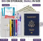 Passport Holder for Travel Essentials, RFID Blocking Leather Cover Wallet with Magnetic Closure, Aesthetic & Cute Passport Book Case for Women and Men - Hill
