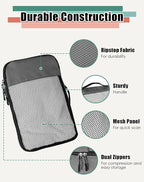 WTREE 4-Piece Packing Cubes Travel Accessories Set for Suitcases - Luggage Organizer Bags with Double Zipper - Mesh Top - Small/Medium/Large/Slim - Dark Grey