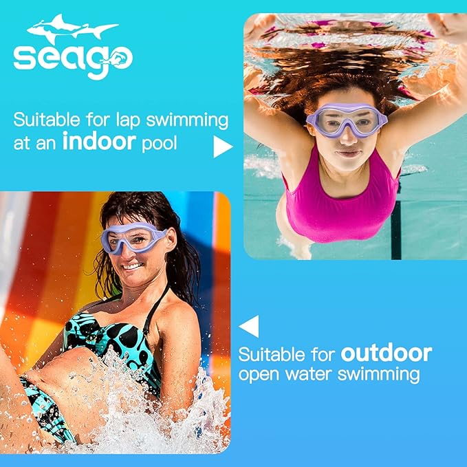 Swim Goggles No Leaking Anti-Fog Pool Goggles Swimming Goggles for Adult Men Women Youth, UV Protection 180° Clear Vision