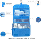 Lcsmaokin Large Capacity Toiletry Bag Travel Bag with Hanging Hook for Men and Women Waterproof Travel Cosmetic Bag Bathroom Storage Bag for Brushes Set, Full-Sized Shampoo, Toiletries, (Sky Blue)