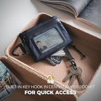 VULKIT RFID Blocking Lanyard Wallet for Men and Women, Nylon Neck Wallet with ID Window, Zipper Pouch and Keychain, Magnetic Pocket for Hiking, Fishing and Outdoor Activities, Navy Night