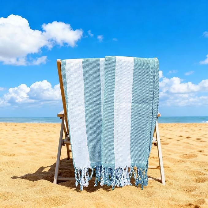 12 Pack Turkish Beach Towel 36"x71" Extra Large Beach Towels Sand Free Bath Towels Adults Lightweight Quick Dry Pool Towels Blue