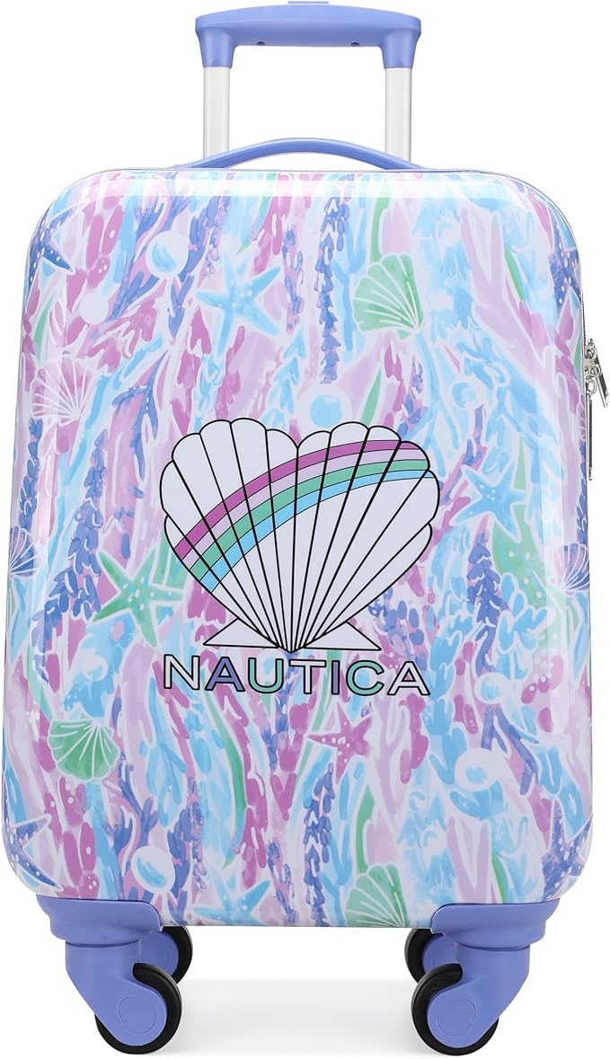 Nautica Kids 18" Hardside Carry-on Suitcase with Spinner Wheels, Pastel Shell