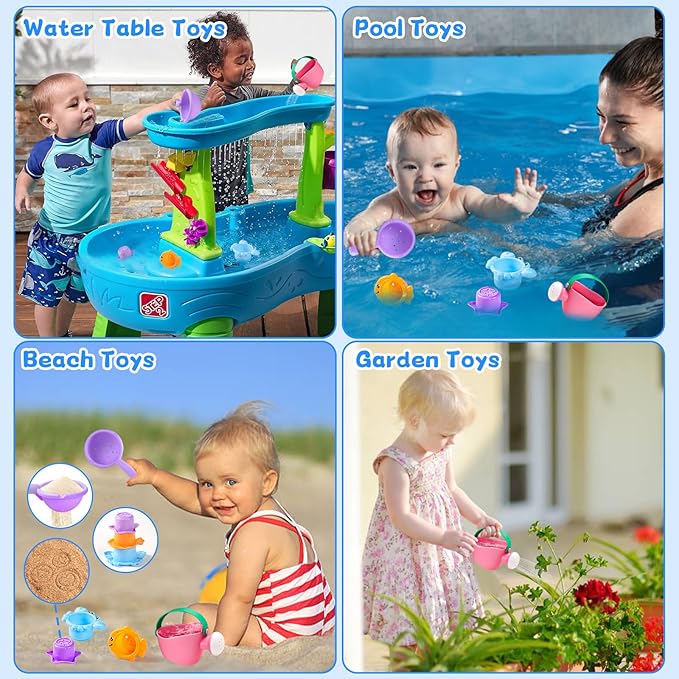 Fajiabao Baby Bath Toys for Kids Ages 1-3 Toddler Bath Toys Mold Free for 2-4 Bathtub Sand Beach Pool Water Toys for 1+ Year Old Girl Gifts 5 PCS (Color Random)