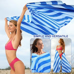 EBOOT 10 Pack Oversized Beach Towel Set Extra Large Pool Towels Microfiber Quick Dry Swim Blanket for Adult Women Men Face Hand Body Bath Travel Pool(Mixed Color,28 x 59 Inch,Fresh Stripe)