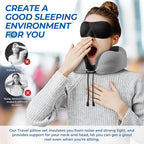 ExploreBliss Travel Pillow, Travel Pillows for Sleeping Airplane, Neck Pillow Airplane, Memory Foam Neck Pillow Set with Eye Mask, Earplugs and Storage Bag -Light Grey