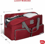 Lucky Travel Duffel Bags 65L, Gym Bag, Travel Bag & Large Duffle Bag for Men, Foldable Overnight Weekender Bags for Women & Men with Adjustable Shoulder Strap, Winery