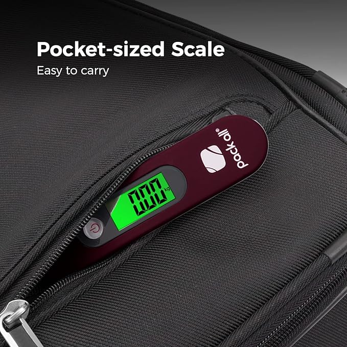 pack all 110 Lbs Luggage Scale, Digital Handheld Luggage Scale, Baggage Scale, Travel Weight Scale for Luggage with Backlit LCD Display, Battery Included, Red