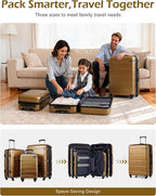 Coolife Medium Checked Luggage Hardside PC+ABS Suitcase with TSA Lock, Lightweight Rolling Carry On with Spinner Wheels(Black Brown, 24in)