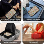 Bohemia Flower Print Electronics Organizer, Travel Cable Organizer bag, Portable Cord Storage/Charger Storage/Cable Storage, Compact Tech Bag & Charger Case