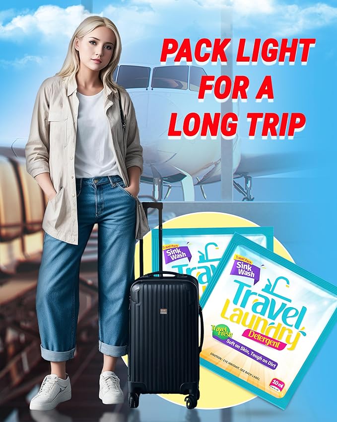 TidyFriend Sink Travel Laundry Detergent 10 ml, 8 Pack Lightweight Travel Size Laundry Detergent Packets, Must Haves Laundry Essentials