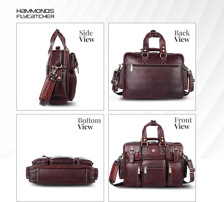 HAMMONDS FLYCATCHER Genuine Leather Laptop Bag for Men, Padded 15.6" Laptop Sleeve, Leather Messenger Bag for Men Briefcases