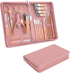 Tseoa Manicure Set Personal Care, Nail Clipper Kit, Professional Nail Clipper Pedicure Set, Nail Tools with Luxurious Travel Case, Gifts for Men Women Family Friend, 31 Pieces (Pink)