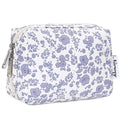 Narwey Small Cute Floral Makeup Bag for Purse Mini Cosmetic Bag Travel Makeup Pouch Zipper Pouch Cute Make up Bags with Compartments for Women Girls (Little Grayish Blue Flower, Small)