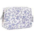 Narwey Small Cute Floral Makeup Bag for Purse Mini Cosmetic Bag Travel Makeup Pouch Zipper Pouch Cute Make up Bags with Compartments for Women Girls (Little Grayish Blue Flower, Small)