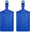 Travelambo Luggage Tags for Suitcases Faux Leather Privacy Protection 2 Pack Bag Tags Travel Accessories Essential, Fresh Blue